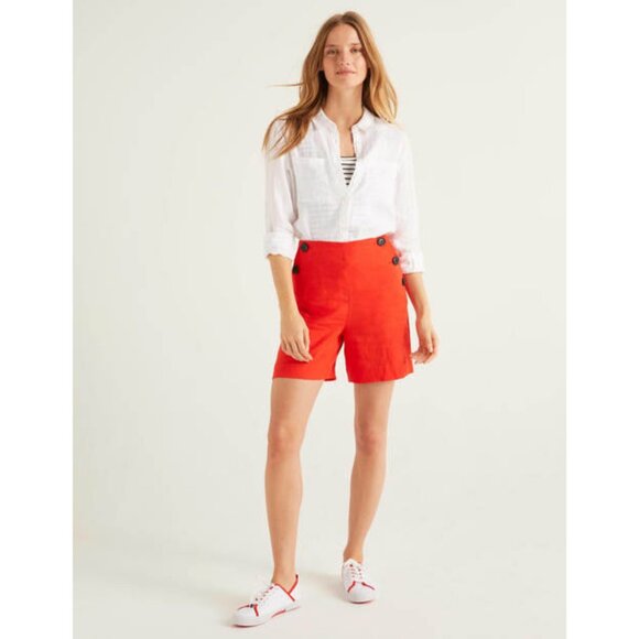 Boden Falmouth Linen Shorts in Orange Sunset - Picture 2 of 11